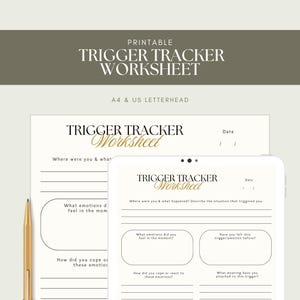 Printable Trigger Tracker Worksheet | Emotional Triggers Reflection Page | Self-Help Journal Prompts