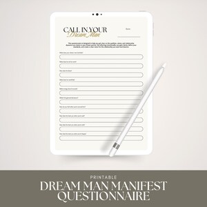Manifest Your Dream Man Questionnaire Printable | Love Manifestation Worksheet | Relationship Journal Prompts | Digital Download