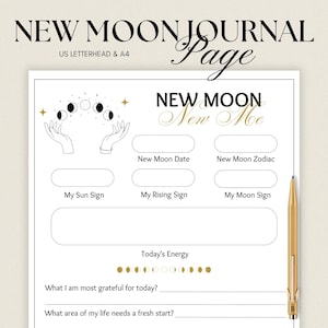 New Moon Guided Journal Page | New Moon Reflections | Printable Spiritual Journal Page | New Moon Intentions | Instant Download |