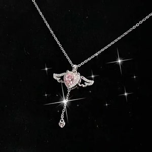 Kristall Herz Engel Flügel Halskette Schlüsselbein Kette Frauen Schmuck - Bestes Geschenk zum Valentinstag Bild 10