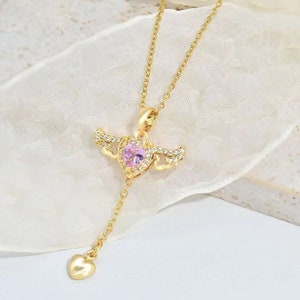 Kristall Herz Engel Flügel Halskette Schlüsselbein Kette Frauen Schmuck - Bestes Geschenk zum Valentinstag Bild 8