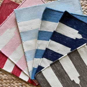 Arrow Stripe Cotton Indian dhurrie