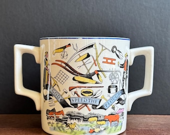 God Speed the Plough Bristol Pottery vintage mug