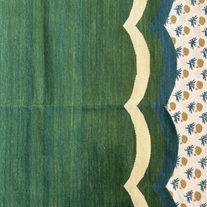 Handmade Cotton Flat Weave Rug. Naturally Vegetable Dyed