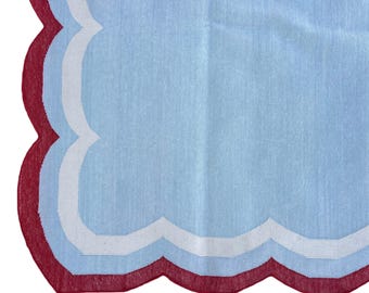 MAGAZIJNOPRUIMING Blauwe geschulpte dhurrie