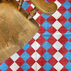 Big Top Handmade Cotton Area Flat Weave Rug. Natural Vegetable Dyed. Indian Dhurrie, Kilim