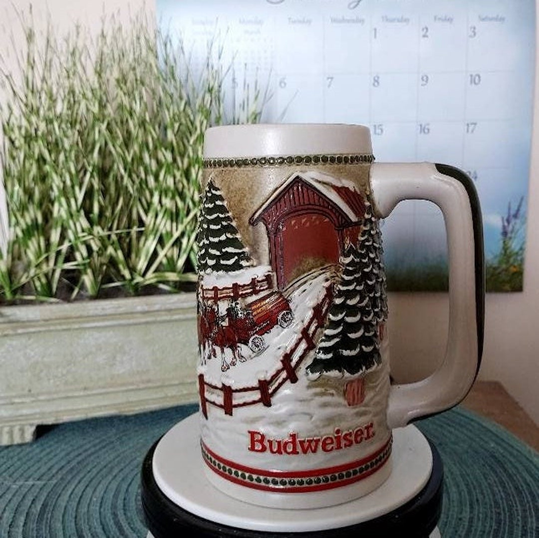 Vintage Budweiser Stein, Vintage Holiday Budweiser Stein, Budweiser