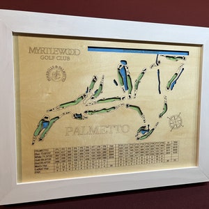 Personalisierte Golf Platz Karte mit Gravur - Myrtle Beach SC - Myrtlewood Palmetto Golf Club Karte
