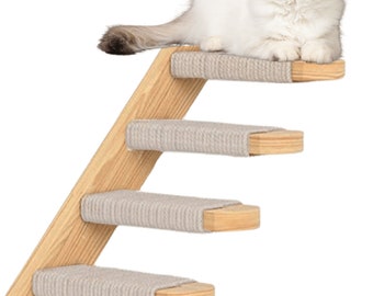 Cat ladder Wooden cat scratcher Natural Cat Climbing and Scratching Ladder Lilium Left Direction