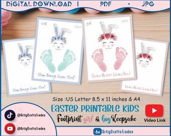 Easter Printable Kids Footprint Keepsake, Some-Bunny Loves You, Teacher & Parent Resources, Craft for Pre-K, Activity Keepsake Gift Card svg