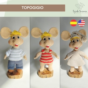 トポジギアあみぐるみ |トポギー |かぎ針編みのパターン topogigio | かぎ針編みのパターンスーツを着たトポジージョ | 写真 スーツを着たトポジージョ特別/英語 | 20cm