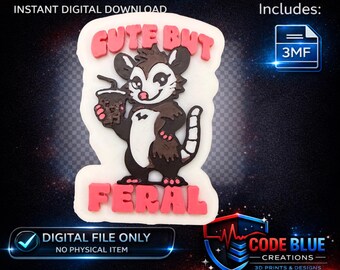 Raccoon 3D Print File | Badge Reel Topper, Magnet, Keychain (Digital Download)