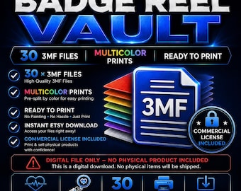 30 Badge Reel 3MF File Bundle | Commercial License Included | Bambu Studio Ready