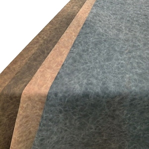 May include: Four fabric swatches in different shades of brown, beige, and blue. The fabric has a textured, distressed look.
