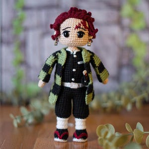 Tanjiro.K Crochet Doll Pattern | Demon Slayer-inspired Amigurumi with Katana & Earring - PDF