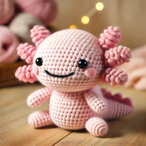 Söt Axolotl Virkmönster – Amigurumi PDF Handledning – DIY Mjukisdjursmönster – Direkt Nedladdning