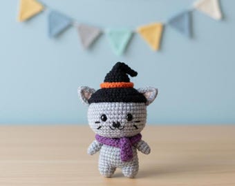 Witch Cat Crochet Pattern – Halloween Amigurumi PDF Tutorial – DIY Plushie Pattern – Instant Download