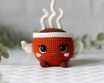 Coffee Cup Crochet Pattern PDF – Cute Amigurumi Mug Doll – Kawaii Hot Drink – Beginner Friendly – 19 Page Tutorial – Instant Download