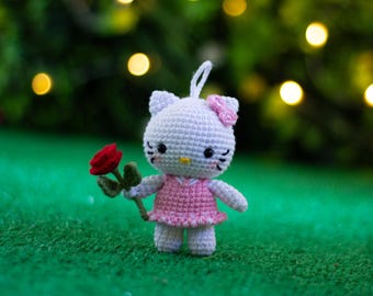 Helo Kitty Crochet Pattern with Flower Accessory – Beginner-Friendly PDF Tutorial