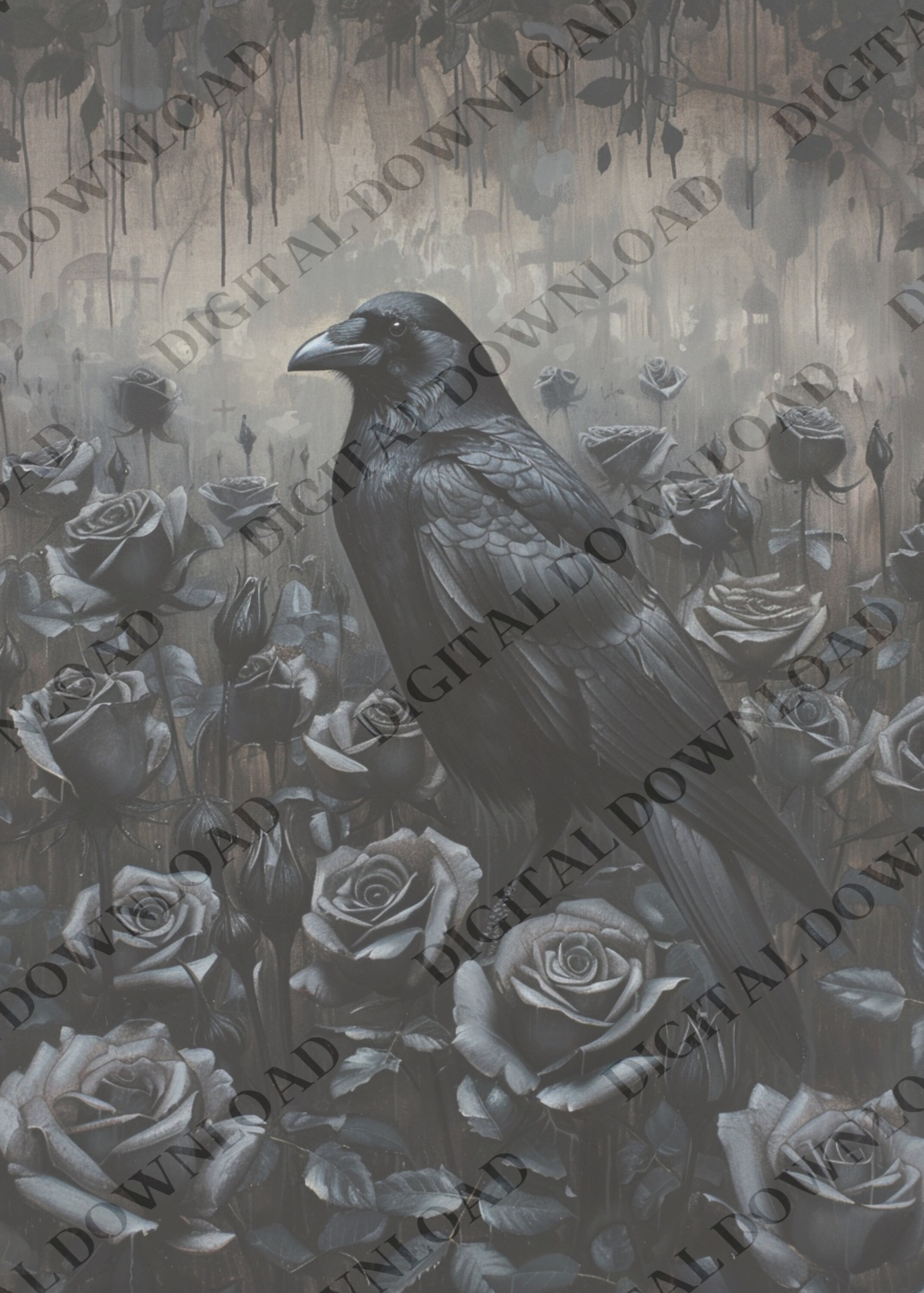 Vintage Crow Print Raven Wall Art Dark Cottagecore Moody Dark Academia ...