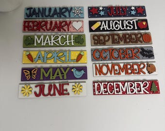 Interchangeable Monthly Sign Inserts | Laser Cut Wood Seasonal Decor Set