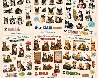 Custom Pet Sticker Sheet from Your Photo | Themed Cat or Dog Stickers | Quality Vinyl