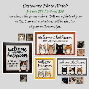 Whimsical Cat Bathroom Sign, Cat Lover, Wall Art, Handmade, Humorous Gift image 5