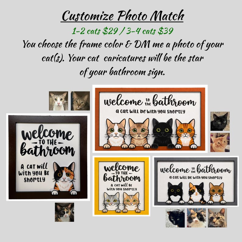 Whimsical Cat Bathroom Sign, Cat Lover, Wall Art, Handmade, Humorous Gift image 5