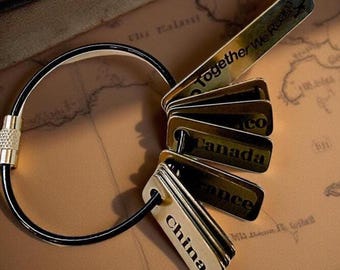Custom Travel Charm, Chrome Plated Metal Washer with One- or Two-Sided Engraving