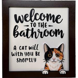 Whimsical Cat Bathroom Sign, Cat Lover, Wall Art, Handmade, Humorous Gift image 7