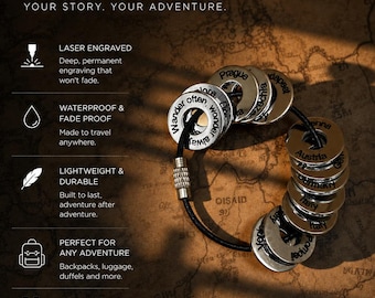 Custom Chrome Travel Charms: Laser-Etched Travel Tokens