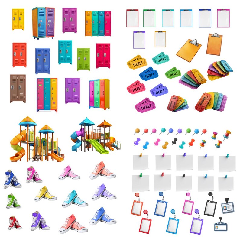 School Fun Mega Clipart Pngs Colorful Classroom Graphics, Teacher Tools ...