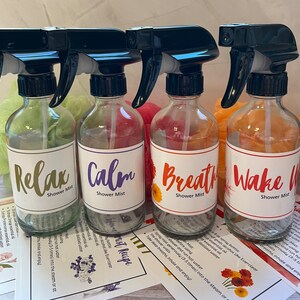 Duschsprayer, utskrivbara etiketter och receptkort, DIY-produkter för eteriska oljor, DIY-produkter för aromaterapi, digital nedladdning, DIY-present till mors dag