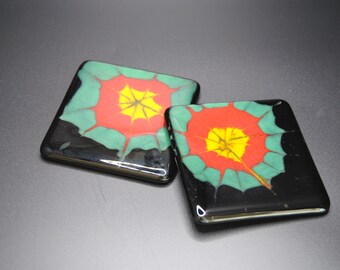 Tie Dye Fused Glass Coasters: Boho Style Set of 2