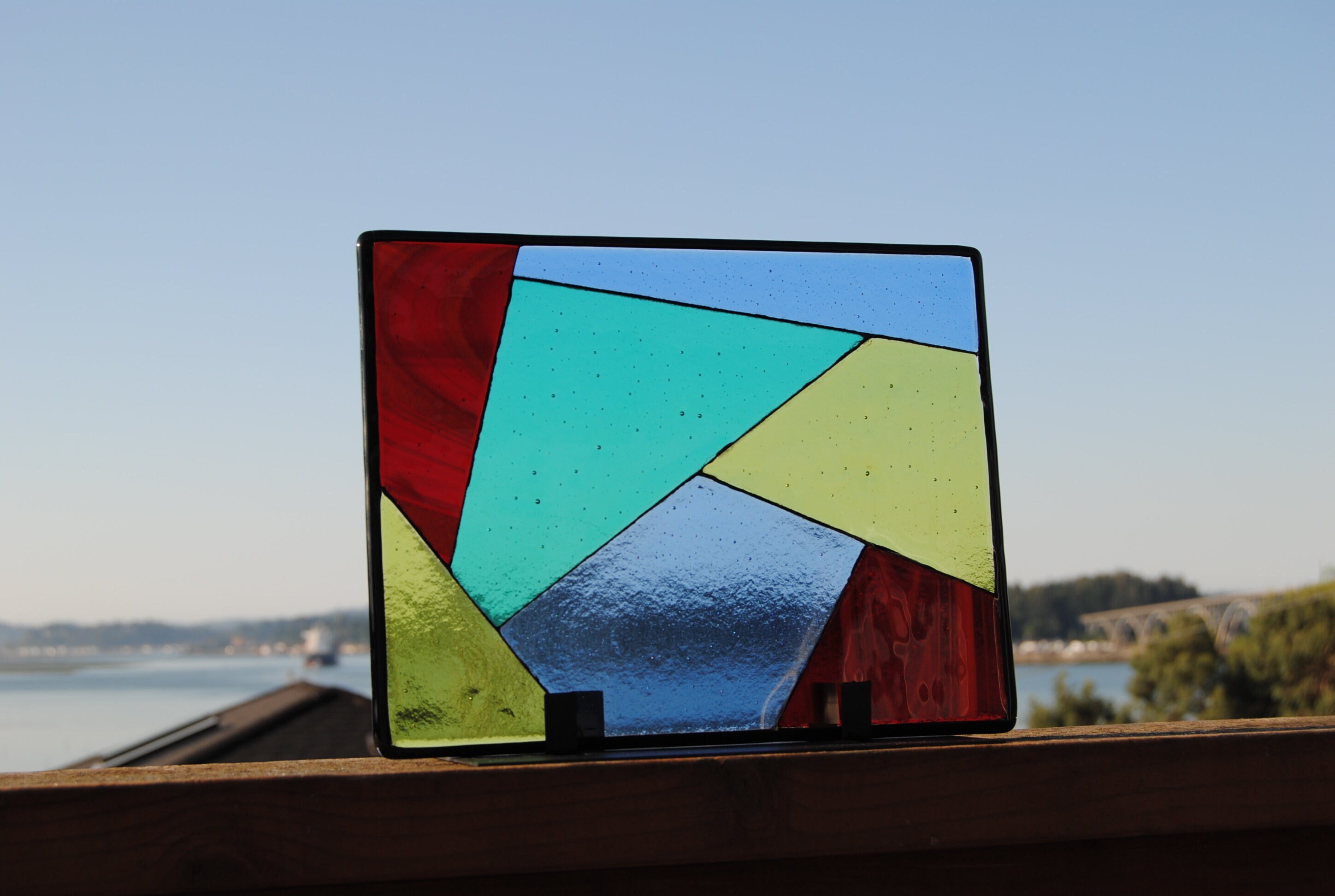 Modern Fused Glass Panel With Stand - Etsy
