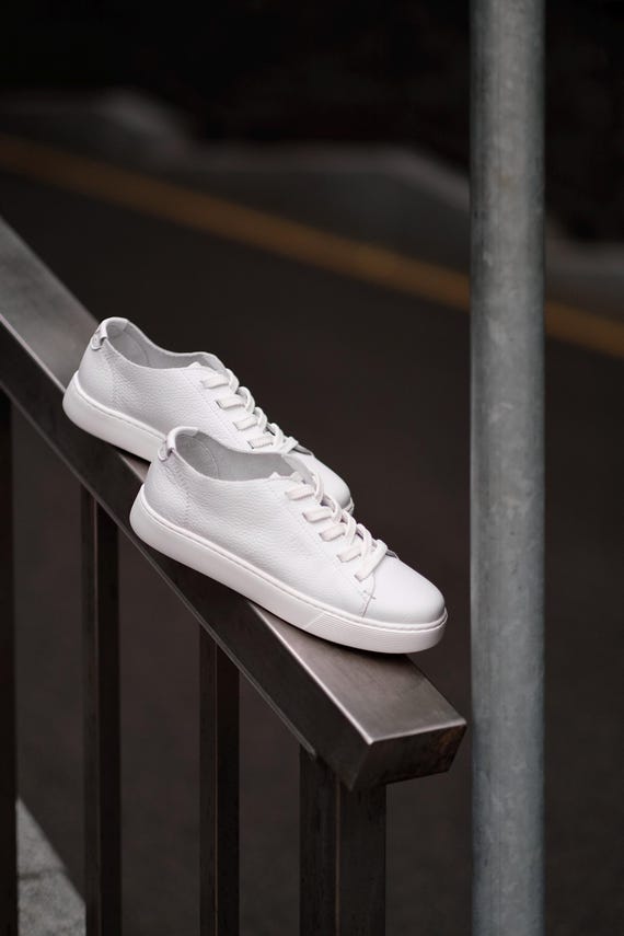 White Leather Summer Sneakers | Lightweight Women's Sneakers | Minimalist  Genuine Leather Shoes - Etsy