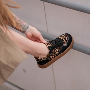 Women’s Handmade Brown-Black Leather Sneakers | Wide Fit Everyday Walking Shoes With Arch Support | Soft Sole Orthopedic Comfort Trainers