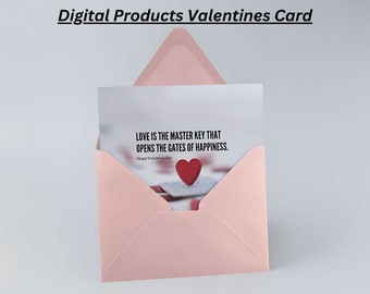 Downloadable Cards | Digital Products Valentines Card Vibrant Colors Digital Cards Printable Cards Love Cards Message Cards Simple Cards