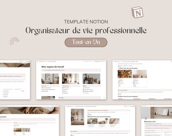 Template Notion tout-en-un | Organisateur de vie professionnelle | Planificateur entrepreneurial | Tableau de bord complet Notion