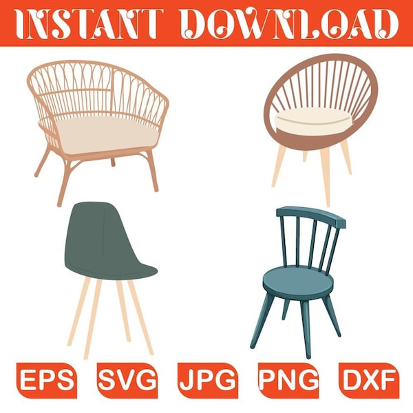 Wooden chair svg / Chair Svg / Lawn Chair SVG / Dining Chair svg / Bar Stool Svg / Home Furniture svg / Sofa Chairs Design / Campfire Chair