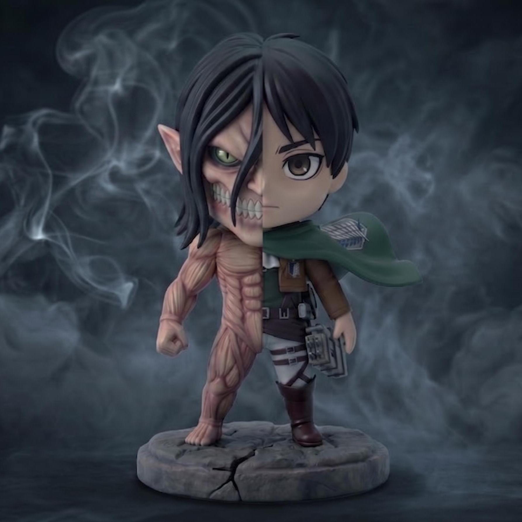 Buste Eren Jaeger 22 Cm – Figurine En PVC – Statue D’anime De Bureau – Détail Intense, Résiste à La Décoloration – Pour Fans De La Série