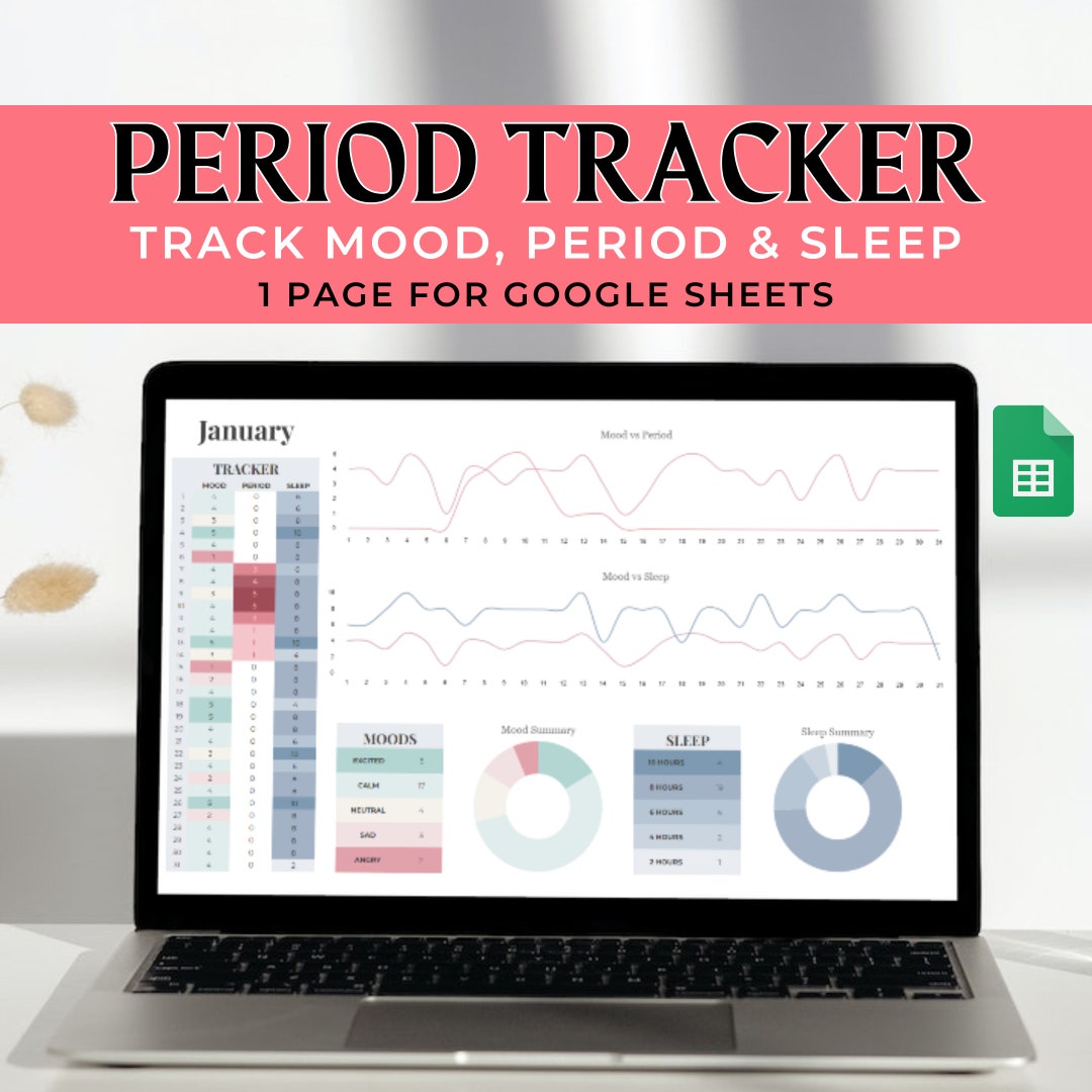 Google Sheets Period Tracker Template, Daily Mood Tracker, Sleep ...