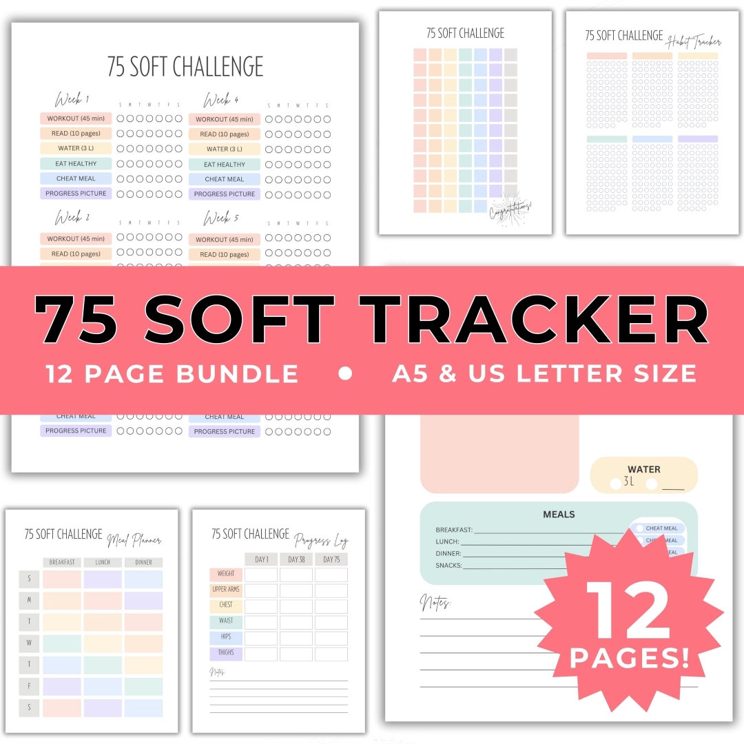 75 Soft Challenge Tracker, Printable A5 Planner Inserts, Soft 75 ...