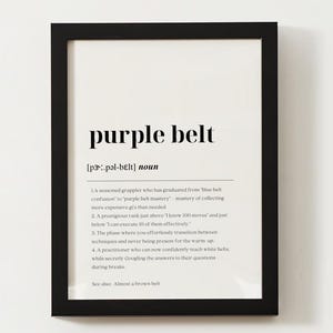 Violetter Gürtel Brasilianisches Jiu Jitsu Druck, Lustig Jiu Jitsu Definition Druck, BJJ Poster, MMA Wandkunst Geschenk, Mixed Martial Arts, druckbare Kunst