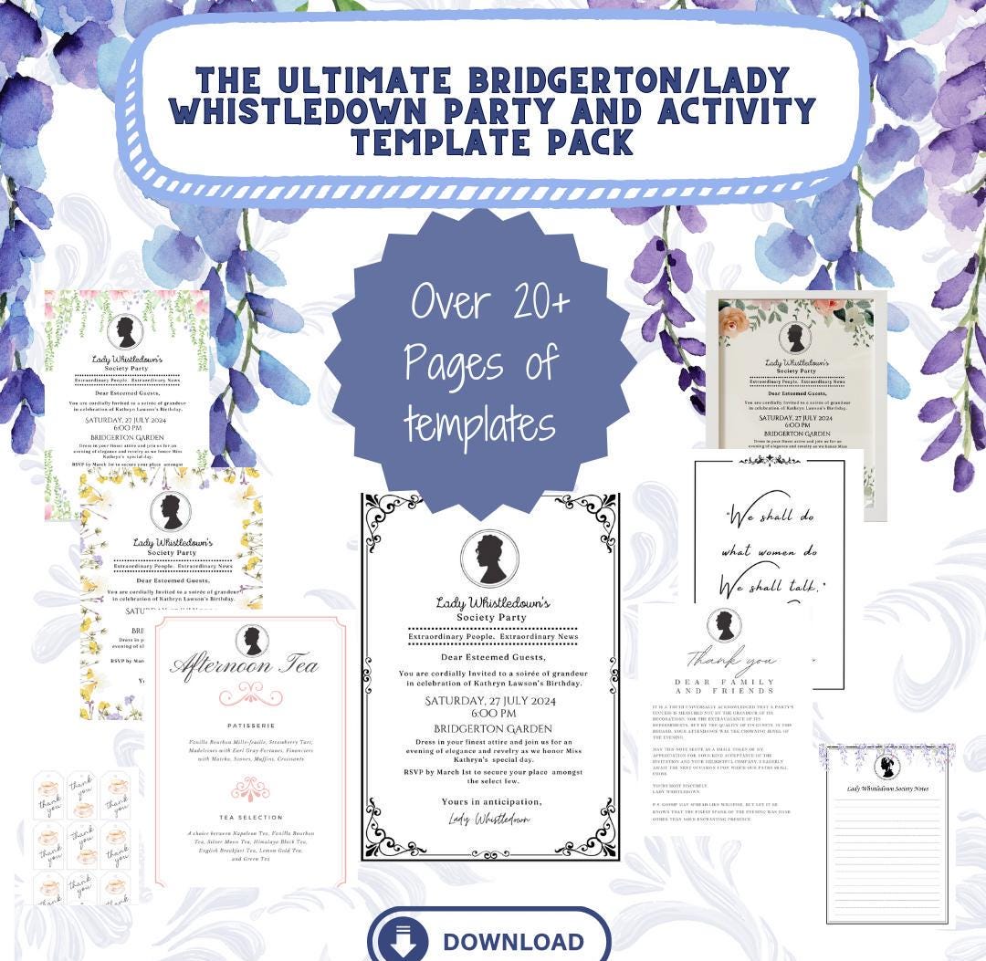 The Ultimate Bridgerton Template Pack, Lady Whistledown Letters, Lady The Ultimate Bridgerton Template Pack, Lady Whistledown Letters, Lady