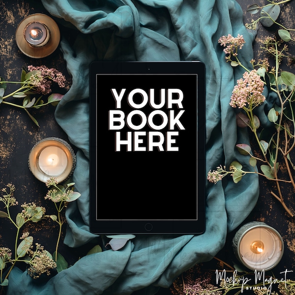 Blue Dark Romance eBook Social Media Post | Bookstagram Template Dark Romance | ipad or kindle Book Flatlay Mockup | Canva Template