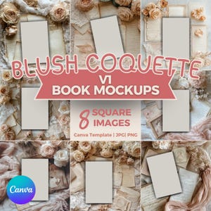 Blush Coquette Hardcover and Paperback Book Mockup Bundle | Bookstagram Templates | ipad & kindle Book Flatlay Mockup | Social Canva