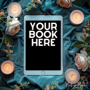 Blue Dark Romance eBook Social Media Post | Bookstagram Template Dark Romance | ipad or kindle Book Flatlay Mockup | Canva Template