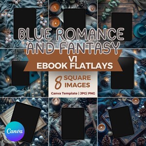 Blue Fantasy and Romance eBook Mockup Bundle  | Bookstagram Canva Templates | ipad & kindle  | Social Media Post | Instagram Flatlay