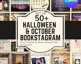 Vintage Halloween and October Bookstagram Bundle | Fall Canva Template for Bookish Instagram Post | Social Media for Bloggers and Authors